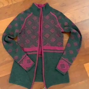 Krimson Klover wool sweater gray & purple/maroon